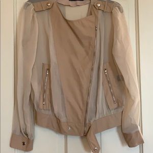 Moto cream and tan sheer jacket
